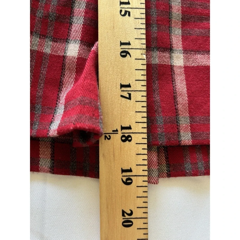 CAbi Pleated Skirt 12 Red Plaid Side Zip Academia Classic Preppy USA